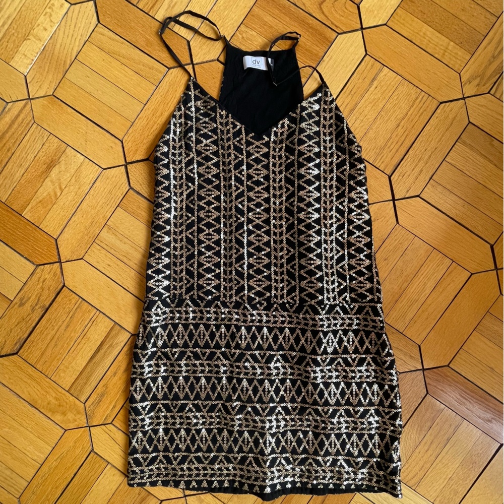 Party dress!!! Mini, black with gold sequins - size m